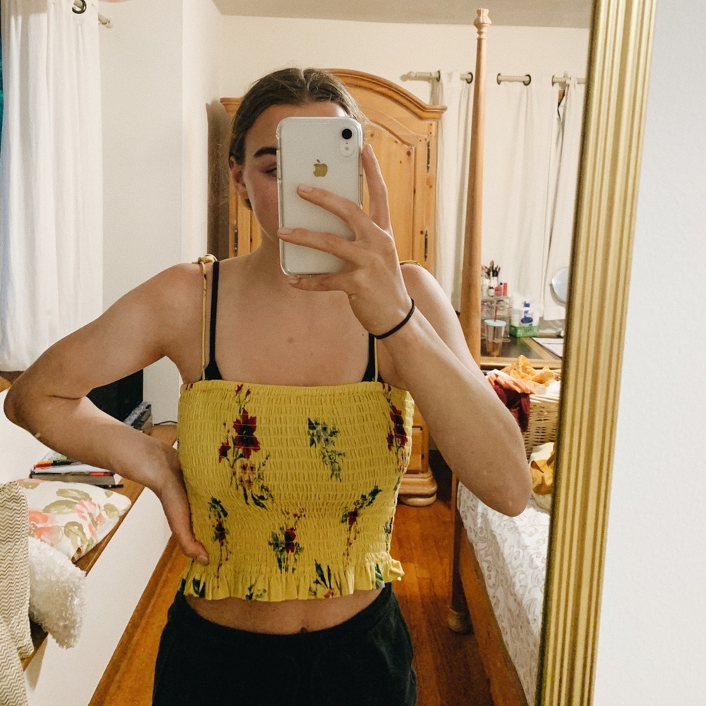 LA Hearts Yellow Floral Tank Top